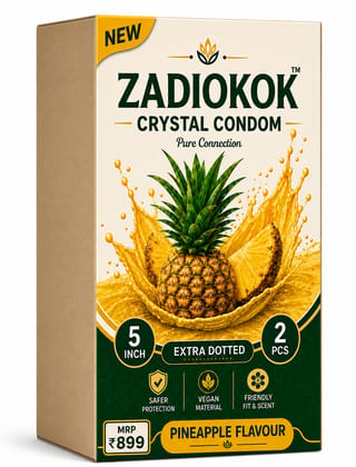 Zadiokok 5 Inch Crystal Condom with Extra Dotted Pineapple Flavour, Reusable & Comfortable Fit (2 Pcs Set)