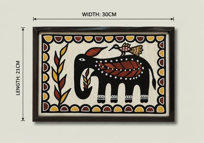 Sohrai Khovar Elephant and Bird Tribal Wall Art