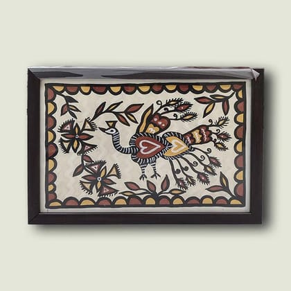 Handcrafted Sohrai Khovar Peacock Ethnic Wall Decor