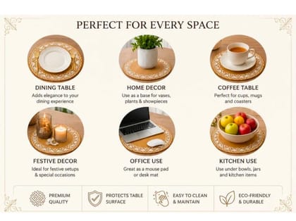 Swan & Lotus Embroidered Round Jute Placemats - Pack of 2 Swan & Lotus Embroidered Round Jute Placemats - Pack of 2