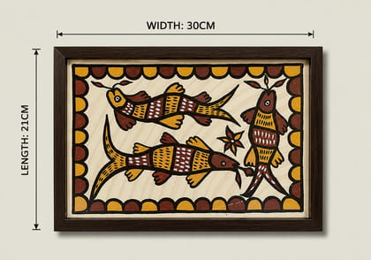 Handcrafted Sohrai Khovar Fish Motif Painting