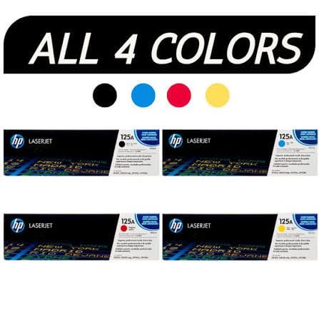 HP 125A Original LaserJet Toner Cartridge Set CYMK CB540A, CB541A, CB542A, CB543A) for HP Color LaserJet CP1215, CP1515n, CP1518ni, CM1312 MFP Printers