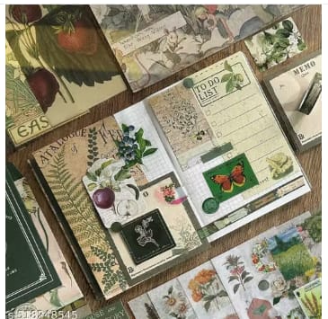 Vintage Botanical Journaling Scrapbooking Kit Gift Set - 142 Pcs