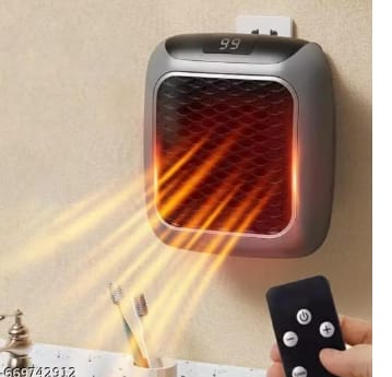Portable 800W Electric Handy Heater – Wall-Outlet Plug-in Mini Heater with Remote Control & Adjustable Thermostat – Portable Space Heater for Home, Office, Bedroom & Bathroom (Black)