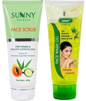 SUNNY HERBALS Neem Tulsi Facewash 110 gm & Face Scrub & Exfoliators 100 gm