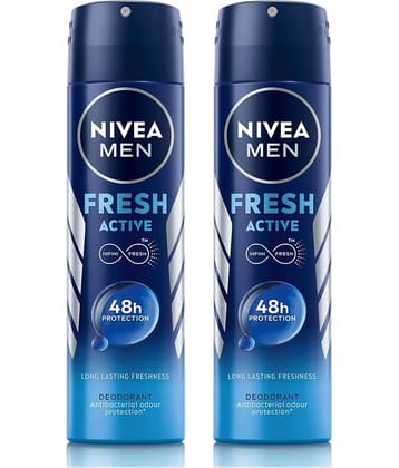 Nivea Fresh Active Deodorant, 150 ml each Deodorant Spray for Men,Women,Unisex 300 ml ( Pack of 2 )