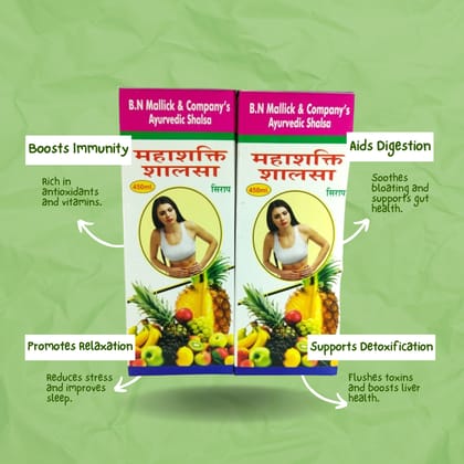Mahashakti Shalsa Syrup 450ml (Pack of 2) - Natural Herbal Ayurvedic Health Tonic for Digestive Wellness & Acidity Relief