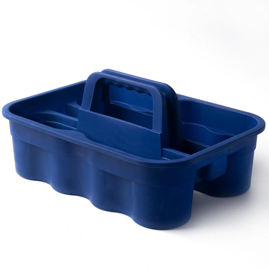 KR STORE™ 2-Compartment Industrial Caddy Basket – Bathroom Caddy Organizer Basket & Cleaning Tool Holder for Bathroom, Washroom & Window Cleaning (Blue)