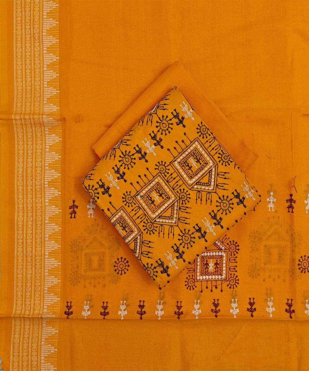 Yellow Sambalpuri Handwoven Ikat Suit Set SFCSUT2506