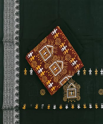 Maroon Black Sambalpuri Handwoven Ikat Suit Set SFCSUT2507