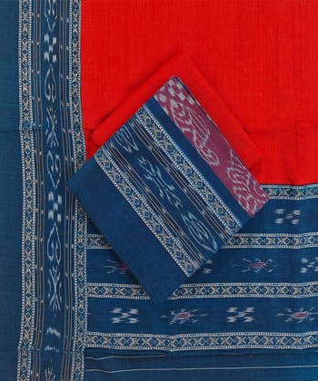 Blue Maroon Sambalpuri Handwoven Ikat Suit Set SFCSUT2510