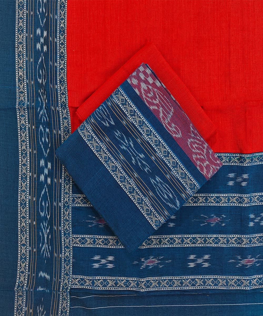 Blue Maroon Sambalpuri Handwoven Ikat Suit Set SFCSUT2510