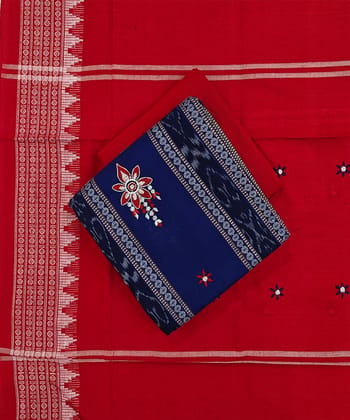 Blue Maroon Sambalpuri Handwoven Ikat Suit Set SFCSUT2514