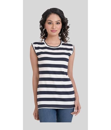 Neo Garments Women Cotton Striped Regular Fit Round Neck T-Shirt ( Blue )