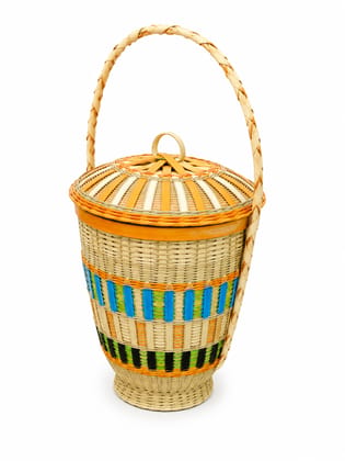 Prem Ringal Shilp Woven Ringal (Hill Bamboo) Multi-Utility Basket with Lid & Handle