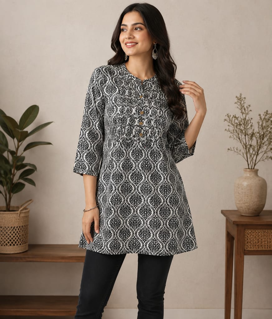 Glamvila Charcoal Charm Kurti - Kurtis, Tunics | Buy online on ZillyBuy