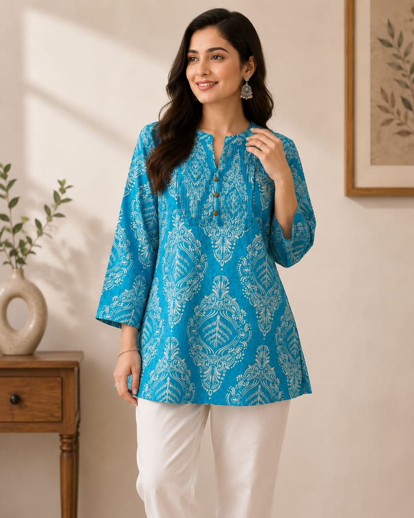 Glamvila Aqua Mehr Indo Western Tunic - Kurtis, Tunics | Buy online on ZillyBuy