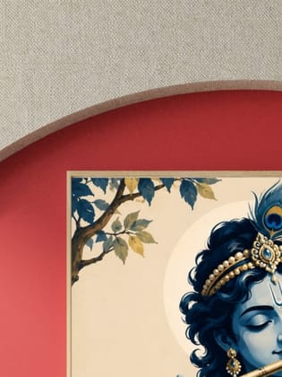 Lord Krishna Canvas Wall Art with Wooden Frame
