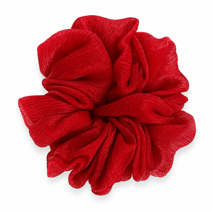 M/S STYLE MOMENTS & GIFT COLLECTION Red Fabric Hair Scrunchie for Women & Girls | Soft Stylish Ruffled Hair Accessory