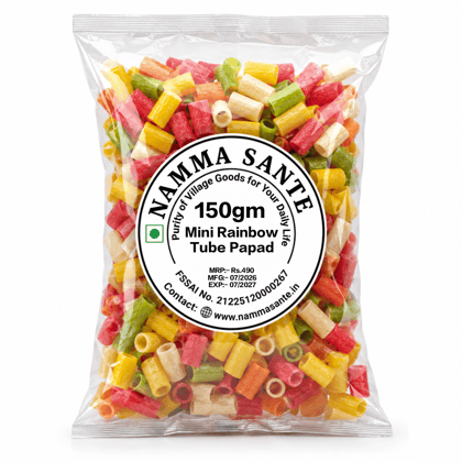 Mini Rainbow Tube Papad, Colour Fryums Tubes, Multi Colour Papad Fryums, Party Mix Tube Papad, Kids Special Rainbow Fryums 