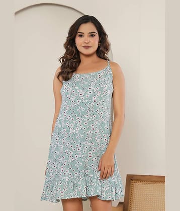 Flamboyant Women Rayon A-line Dress ( Green )