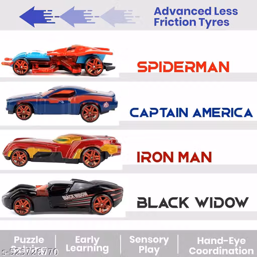 Zunbella Mini Metal Car for Kids, Avenger Car Pack of 4 