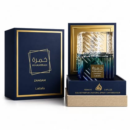 Lattafa Khamrah Zanqam Eau De Parfum 100ml Unisex Luxury Fragrance for Men and Women Warm Spicy Gourmand Woody Oriental Perfume