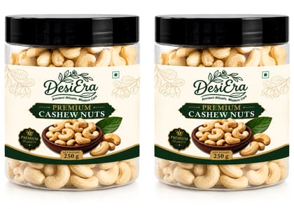 DesiEra Premium Whole Cashew Nuts (Sabut Kaju) | Carefully Selected Whole Kaju | 500g (250g+250g) | Rich & Creamy Taste | Perfect for Snacking, Sweets & Cooking | Selected 