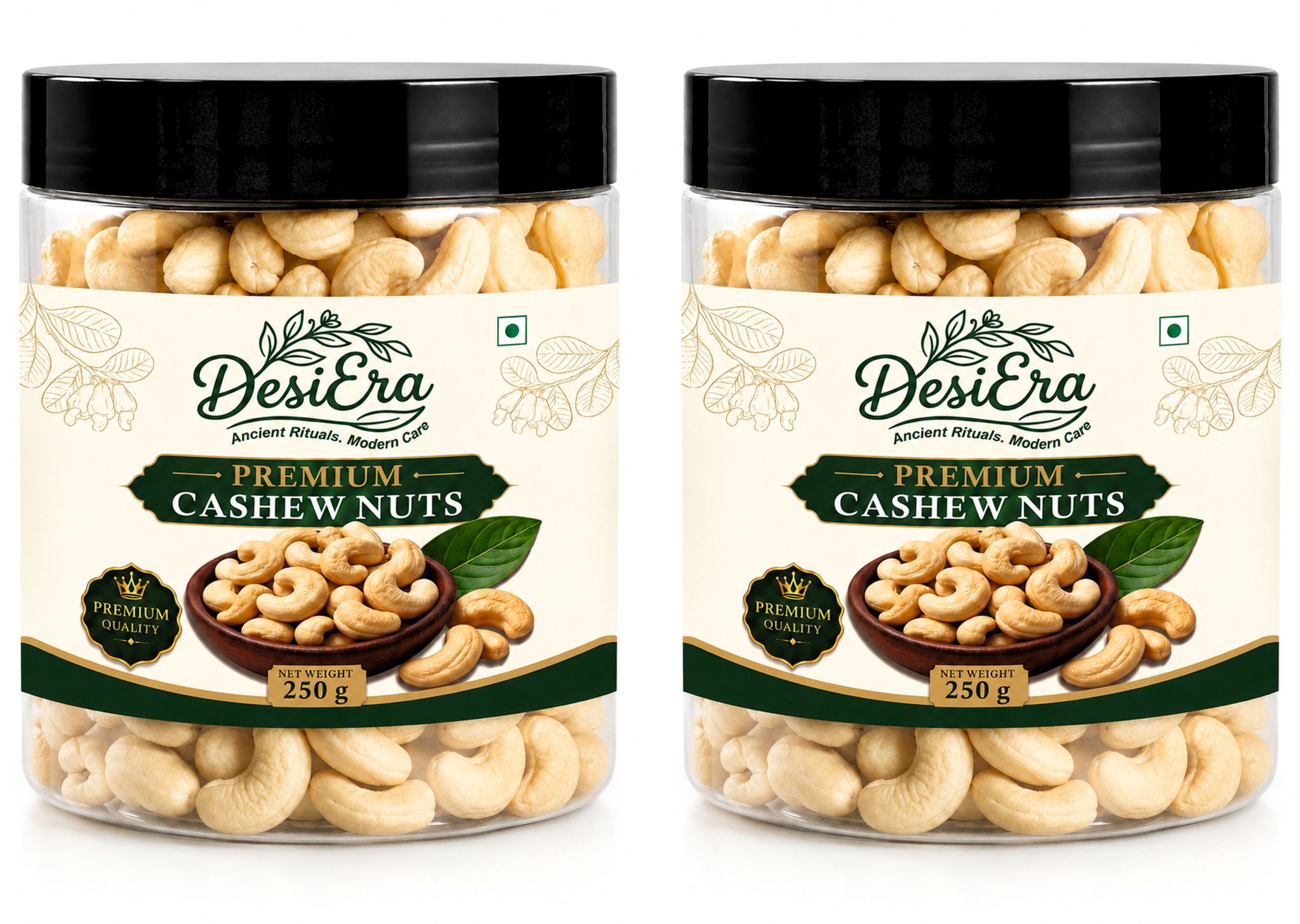 DesiEra Premium Whole Cashew Nuts (Sabut Kaju) | Carefully Selected Whole Kaju | 500g (250g+250g) | Rich & Creamy Taste | Perfect for Snacking, Sweets & Cooking | Selected