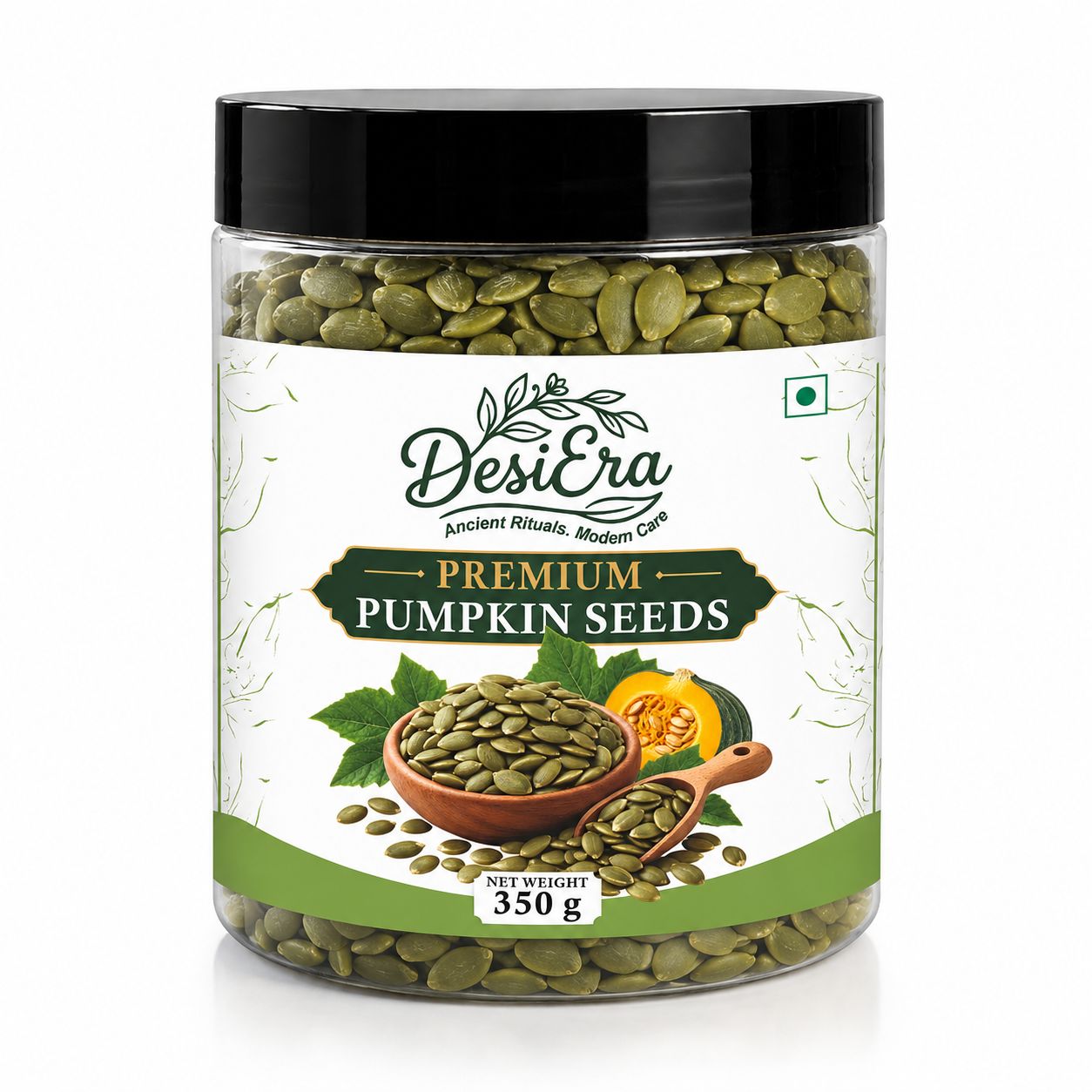 DesiEra Premium Pumpkin Seeds (Kaddu) | Natural Green Pepitas | Rich in Protein, Magnesium & Zinc | Healthy Snack for Daily Nutrition | 350g