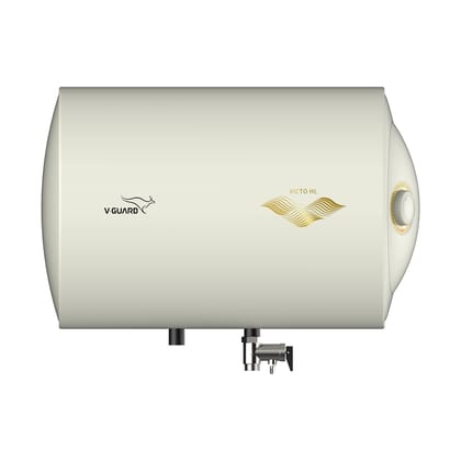 V-Guard Victo HL Horizontal Geyser 15 Litre Water Heater | Advanced Multi-layered Safety | Suitable for Hard Water & High-rise Building | Free PAN India Installation & Connection Pipes | White V-Guard Victo HL Horizontal Geyser 15 Litre Water Heater | Ad