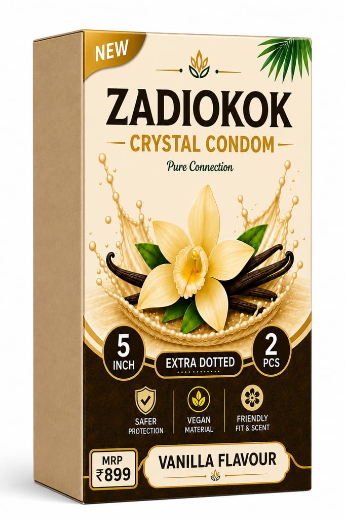 Zadiokok 5 Inch Crystal Condom with Extra Dotted Vanilla Flavour, Reusable & Comfortable Fit (2 Pcs Set)