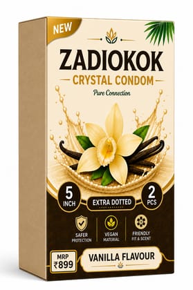 Zadiokok 5 Inch Crystal Condom with Extra Dotted Vanilla Flavour, Reusable & Comfortable Fit (2 Pcs Set)