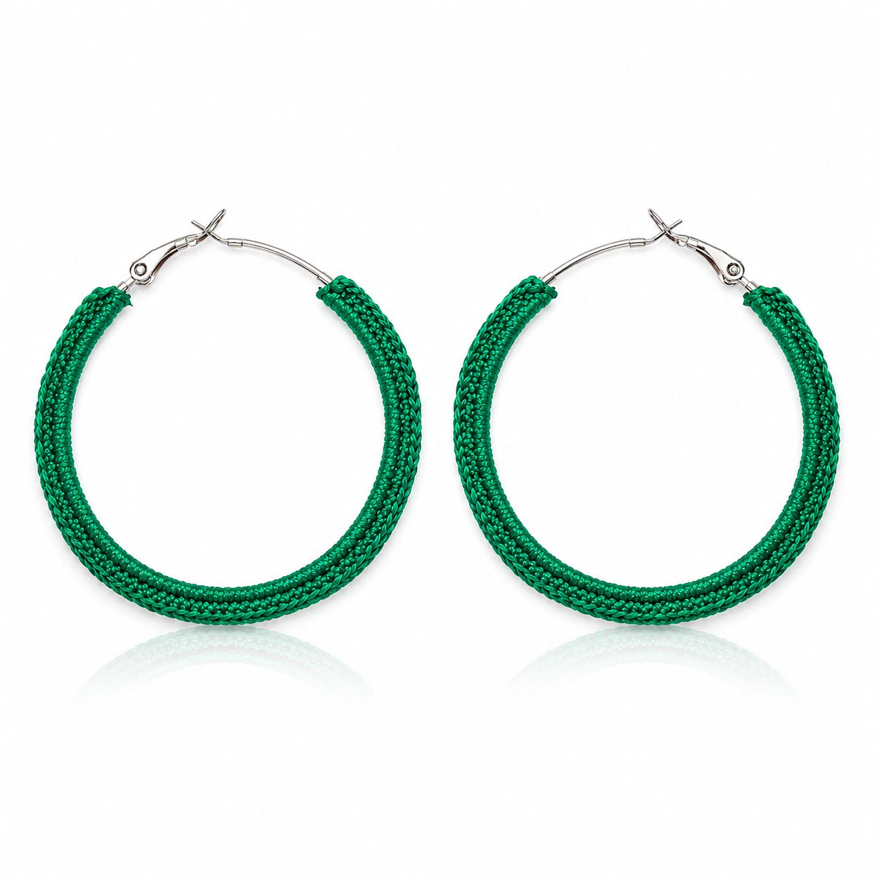 Handmade Emerald Green Hoop Earrings | Lightweight Stylish Crochet Fashion Jewellery | M/S STYLE MOMENTS & GIFT COLLECTION