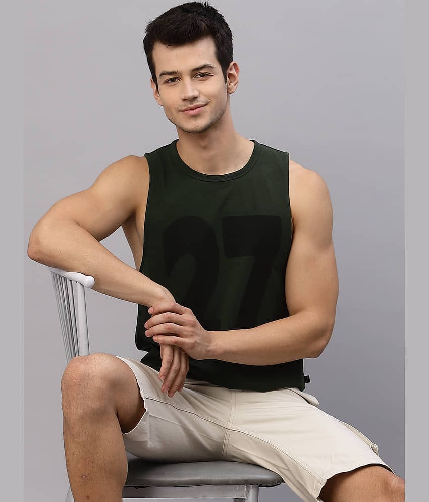 Rigo Pack of 1 Cotton Sleeveless vest For Men ( Green )