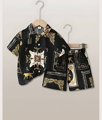 Ocvito Pack of 1 Boys Cotton Shirt & Shorts Set ( Black )