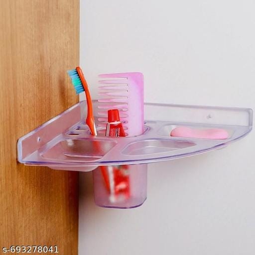Wall Mounted Plastic Toothbrush Holder with Soap Tray & Cup - Bundle of 2