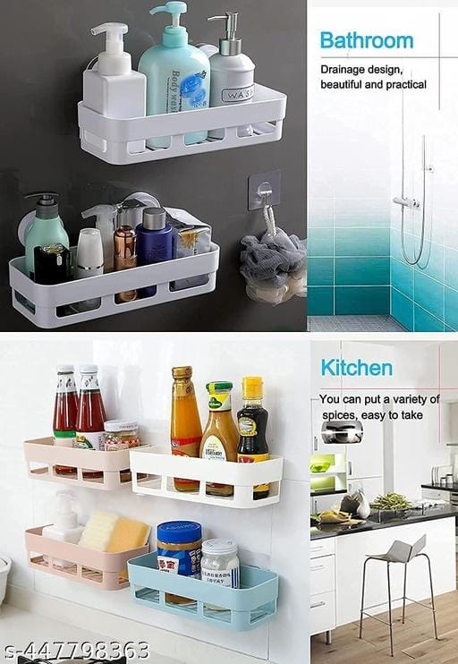Plastic Bathroom Accessories Rack Pack of 4 - Bundle of 2