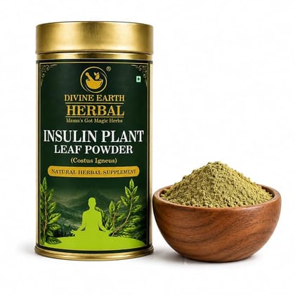 Divine Earth Herbal Insulin Plant Leaf Powder | Costus Igneus Leaf Powder | 100% Natural Herbal Powder | Traditional Ayurvedic Herb | 100g