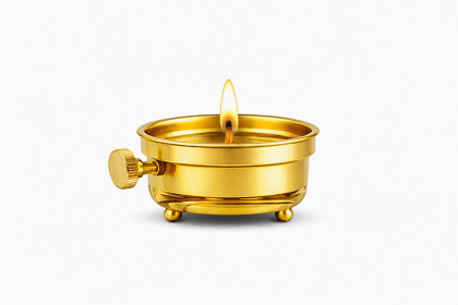 Borosil Medium Size Vandana Diya With Adjustable Nobe Brass Glass Oil Lamp 