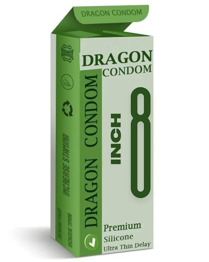 Dragon Condom For Men 8-inch Durable Size Skin-Friendly Silicone Comfortable Fit – Single Piece | Ultra Soft | Long Lasted | Extra size 