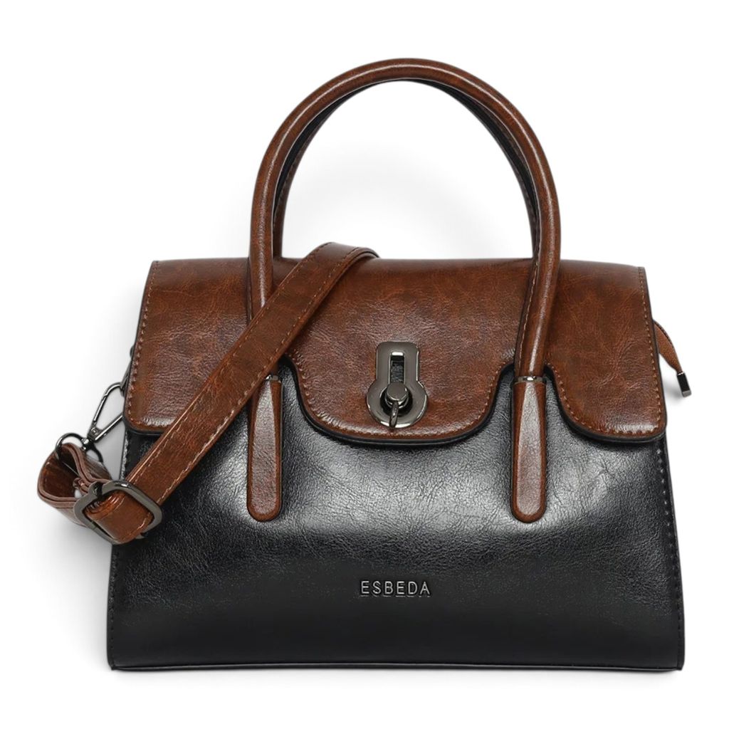 Vintage Lock Flap Handbag (Black) - Handbags | Buy online on ZillyBuy