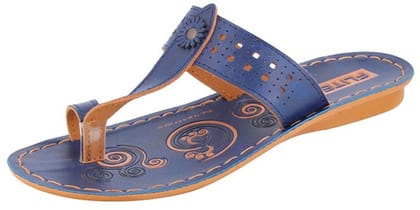 FLITE Women's Blue Flat Slippers (Model PUL-74)