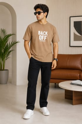 Men's front and back printed cotton halfsleeves round neck tshirt