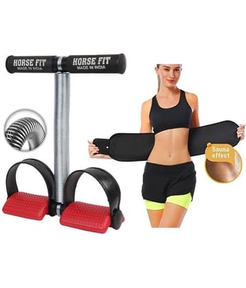 HORSE FIT Tummy Trimmer Single spring with Slim Belt Combo | Waist Trimmer | Body Shaper | Weight Loss Fitness Equipment | Body Toner | Single Spring Ab Tummy Trimmer