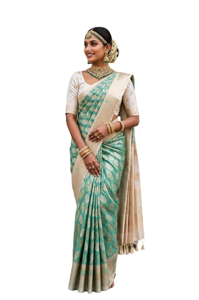 Women’s Woven Saree with Silver Zari Pallu | Elegant Designer Saree for Wedding  - Sarees | Buy online on ZillyBuy