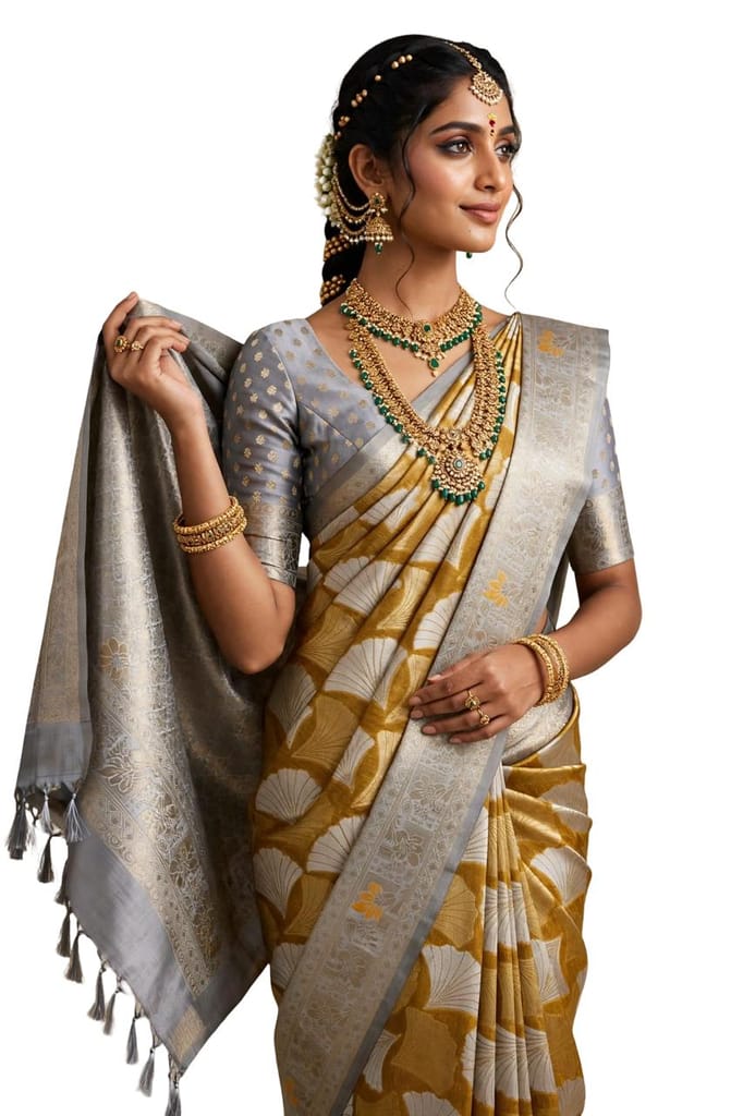 Women’s Woven Saree with Silver Zari Pallu | Elegant Designer Saree for Wedding  - Sarees | Buy online on ZillyBuy