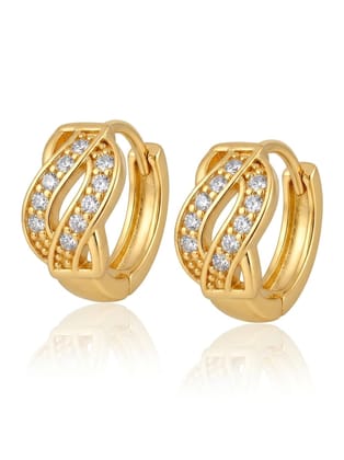 Gold-Plated CZ Stone Hoop Earrings
