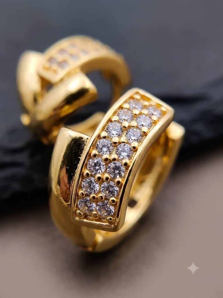 Gold-Plated CZ Stone Hoop Earrings - Earrings | Buy online on ZillyBuy