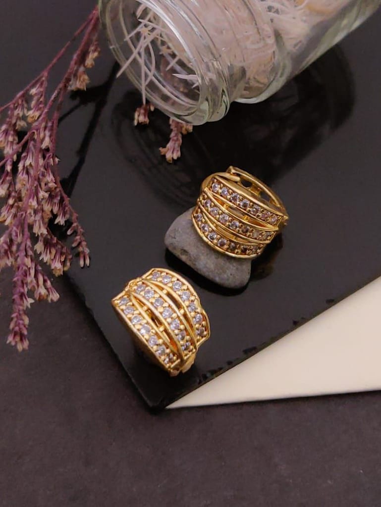 Gold-Plated CZ Stone Hoop Earrings - Earrings | Buy online on ZillyBuy